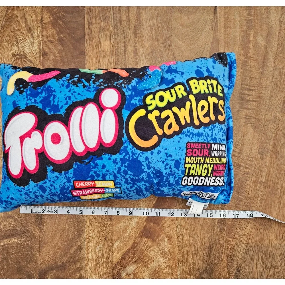 Trolli Sour Brite Crawlers Throw Pillow W/ Mini Plush Worm Pieces Inside
